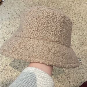 #44, Beige Sherpa Bucket Hat - Women's Cozy Winter Hat
